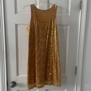 Gold Sequin Tank Dress